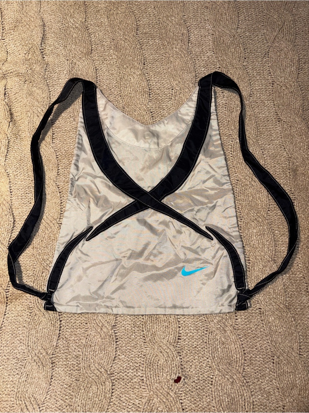 Nike Silver and Black Sack Snap Shut Backpack Bag